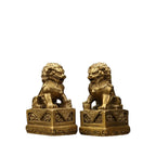 Brass Foo Dogs Statues Pair, Chinese Guardian Lions Figurines, Feng Shui Decor for Home Office, Protection Prosperity Wealth Symbol, Brass Tabletop Sculpture,9.8" H x 11" L x 5.9" W 19.4lb