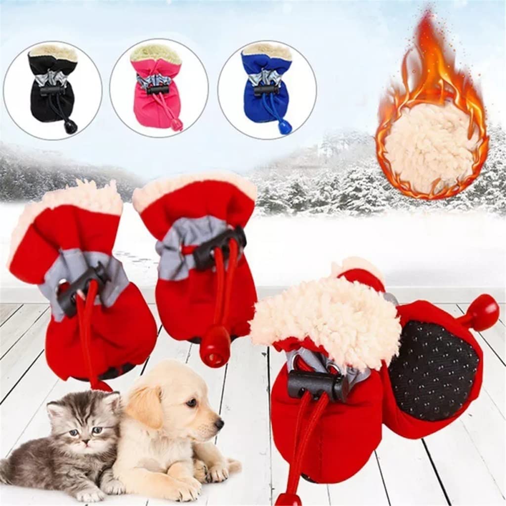 Pet Shoes 4pcs Antiskid Puppy Shoes Pet Protection Soft-Soled Pet Dog Shoes Winter Prewalkers Soft Supplies Pet Paw Care (Blue 2 Code)