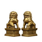 Brass Foo Dogs Statues Pair, Chinese Guardian Lions Figurines, Feng Shui Decor for Home Office, Protection Prosperity Wealth Symbol, Brass Tabletop Sculpture,9.8" H x 11" L x 5.9" W 19.4lb