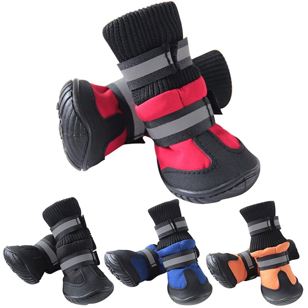 4Pcs/Set Spring Winter Pet Dog Shoes Waterproof Small Big Dog's Boots Cotton Non Slip XS XL (Orange L Code)