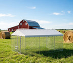 Large Outdoor Dog Kennel with Waterproof Canopy & Built-in Elevated Feeder, Heavy Duty Galvanized Steel Frame,Escape-Proof Chain Link Pet Playpen for Large Dogs, Adjustable Height Bowls (20x10 FT)