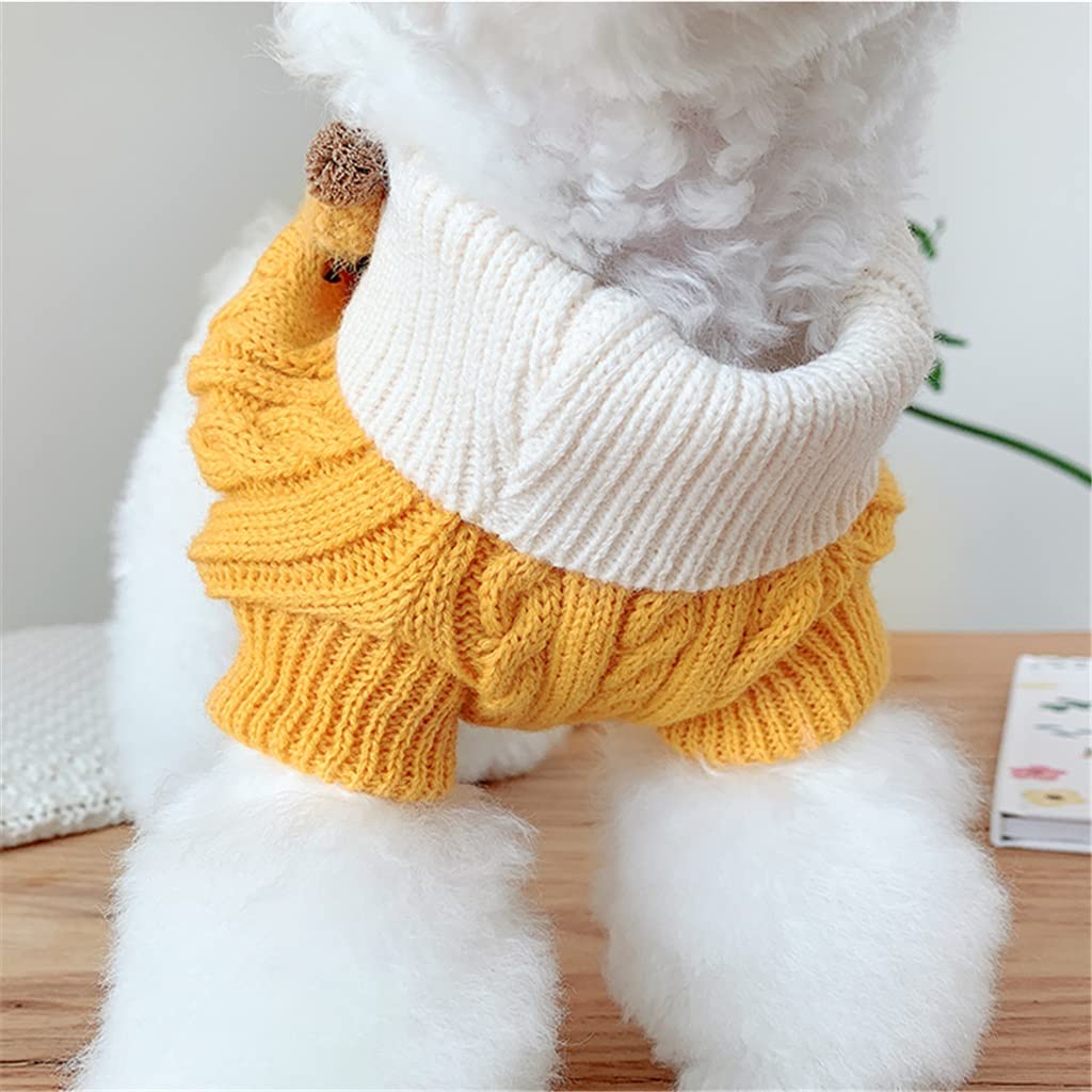 Dog Sweater Winter Pug Clothes French Bulldog Clothing Poodle Bichon Schnauzer Dog Outfit Coat Dropshipping Pet Costume Apparel (Yellow M code)