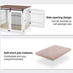 Dog Crate Furniture, Side Opening Wooden Dog Crate, Indoor Side Table, All Season Furniture Dog Crate with Tray and Cushion for Medium and Large Dogs(Large)