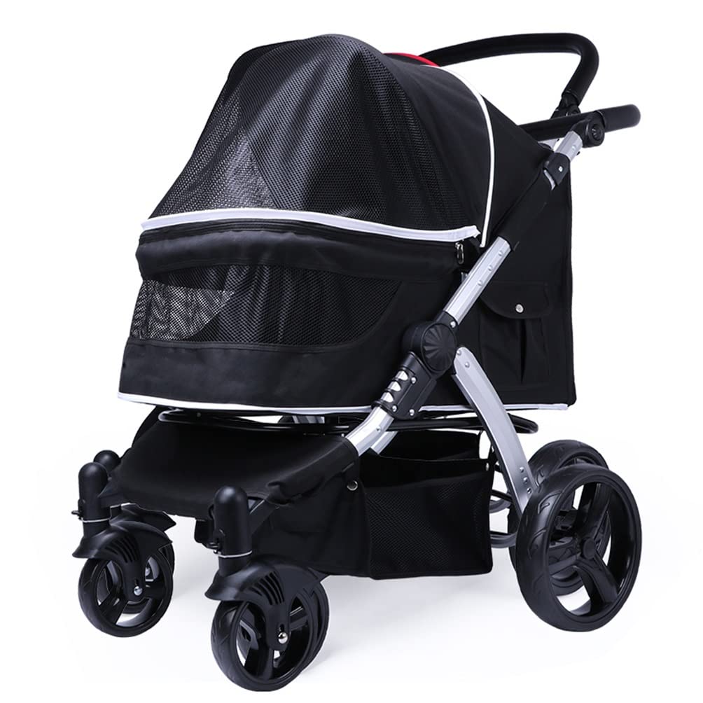 Portable Cat Dog Pet Stroller, Easy to Fold Large and Medium Pet Jogging Stroller, Multifunction Pet Travel System(Gray-1)