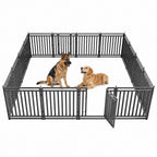 47" H 48-Panel Metal Dog Playpen for Yard & RV, Black Silver