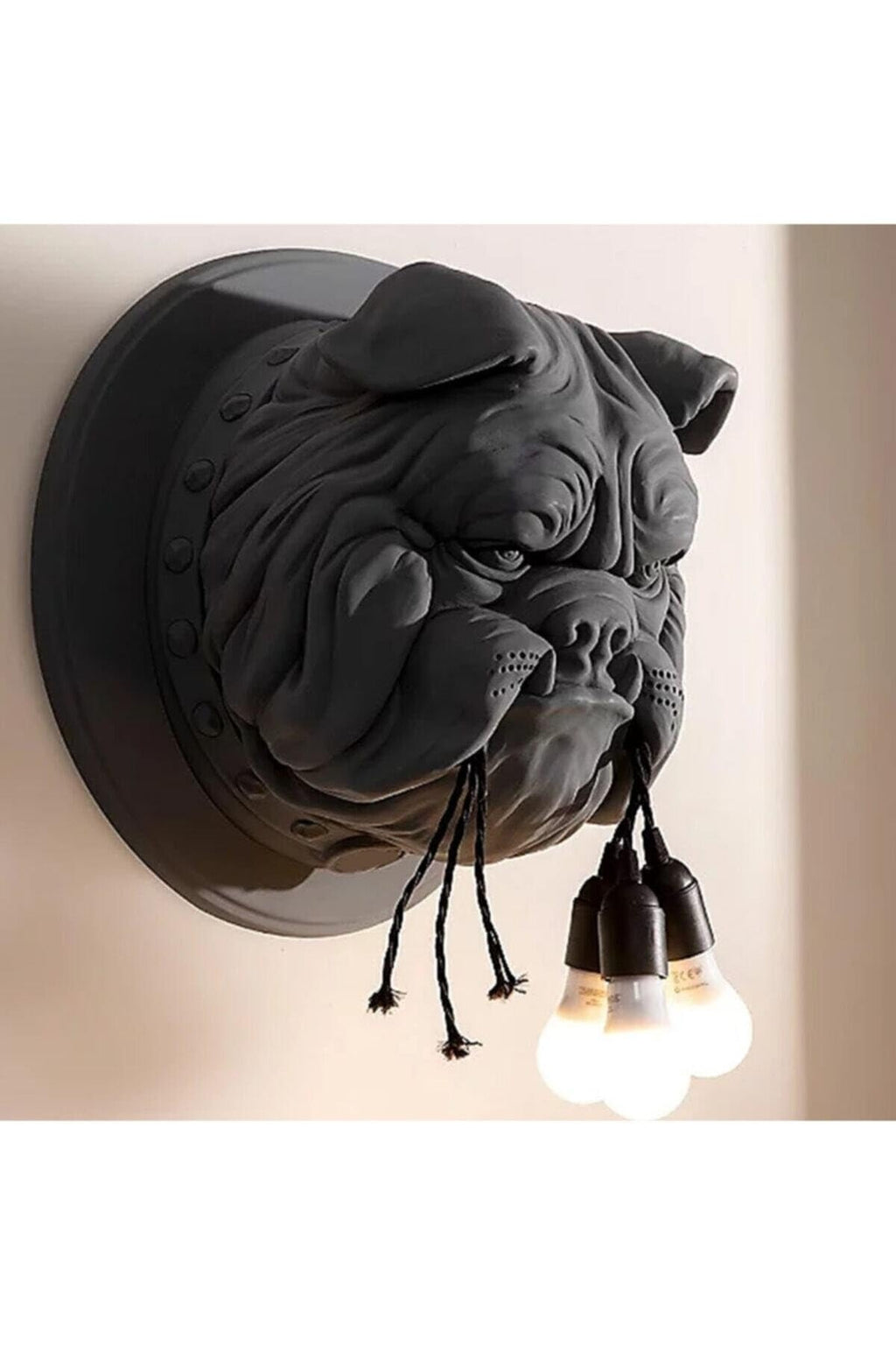 SODEF Decorative Bulldog Wall Sculpture Figurine 44x44cm Black Polyester Modern Animal Art - Black