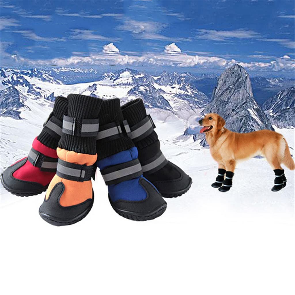 4Pcs/Set Spring Winter Pet Dog Shoes Waterproof Small Big Dog's Boots Cotton Non Slip XS XL (Orange XL Code)