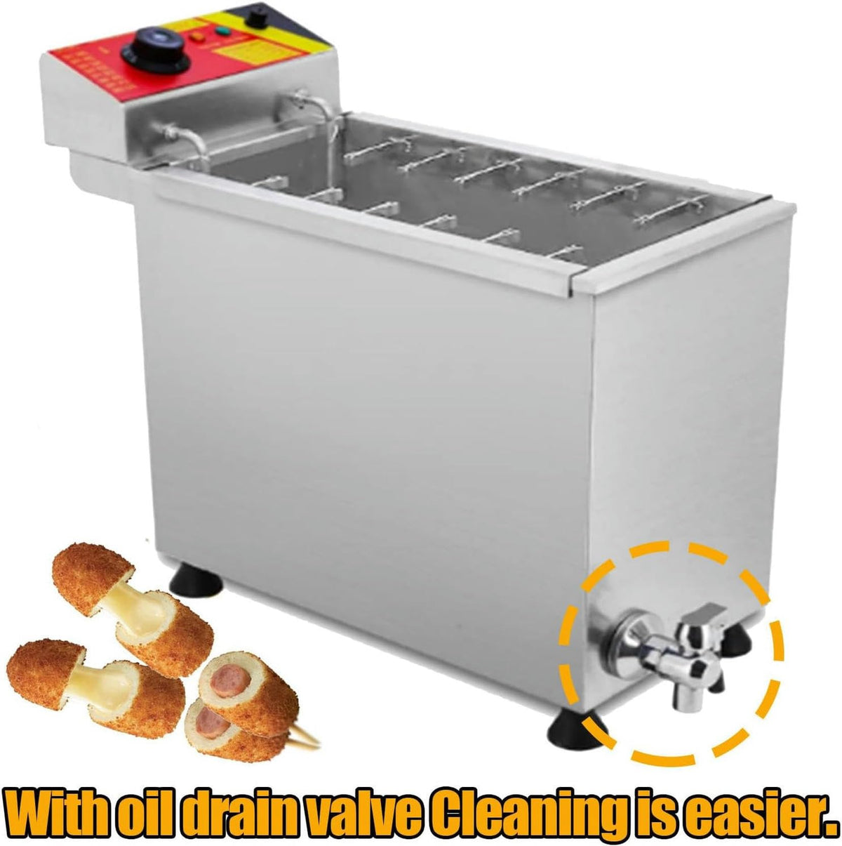 Professional Commercial Fryer Mazorca Corn, Kitchen Fryer with Stainless Steel Countertop, Fryer for Corn Dogs for Restaurants, Stores, Homes ~/