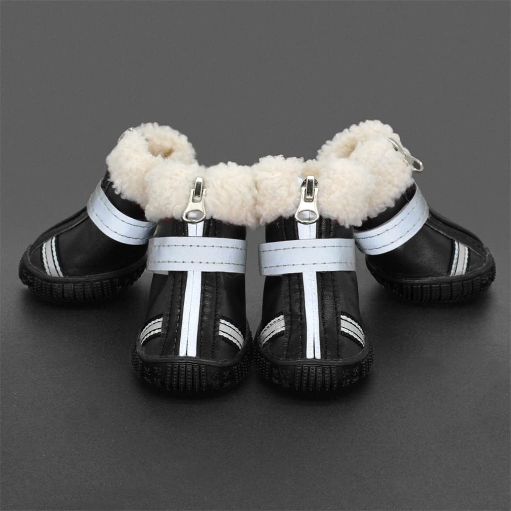 Pet Shoes Dog Shoes Winter Cotton Anti Slip Dog Rain Snow Boots Reflective Waterproof Pet Shoes Footwear for Medium Large Dogs Bulldog (Black 5 Code)