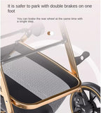 Stress Free Travel Foldable Pet Stroller for Small Medium Dogs Cats, Dog with Detachable Carrier Aluminum Alloy Frame Easy to Carry