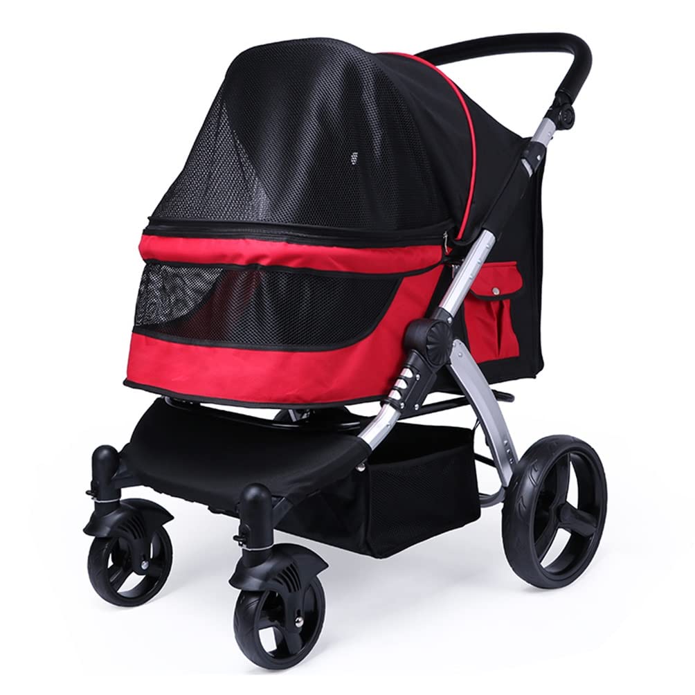 Portable Cat Dog Pet Stroller, Easy to Fold Large and Medium Pet Jogging Stroller, Multifunction Pet Travel System(Gray-1)