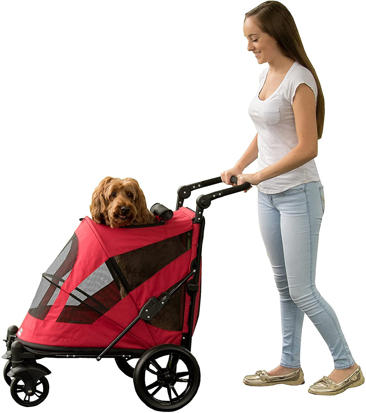 Pet Gear No-Zip Excursion Pet Stroller, NEW Candy Red