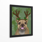 Canvas Lab | French Bulldog, Antlers 1 by Fab Funky | 30 x 40 in | Canvas Print Wall Art | Animals, Dogs, Nature, Whimsical | Wall Decor for Bedroom, Living Room or Office