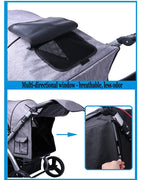 Portable Cat Dog Pet Stroller, Easy to Fold Large and Medium Pet Jogging Stroller, Multifunction Pet Travel System(Gray-1)