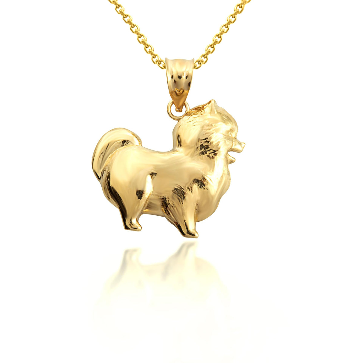 Pomeranian PomChi Chihuahua Pet Dog pendant With Chain 14K Gold