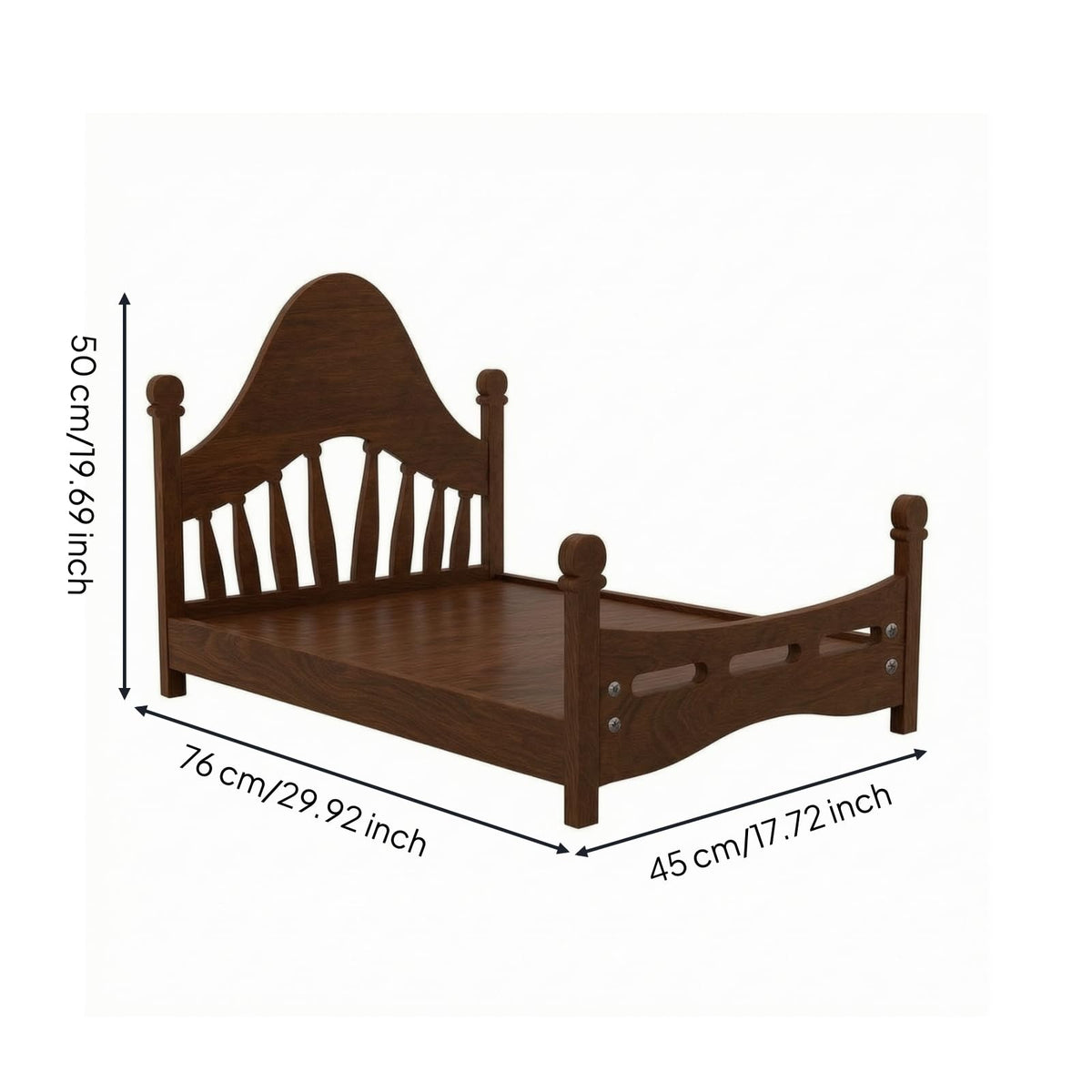 Wooden Dog Crate Bed with Raised and Matching Footboard Four Leg Frame Design Resistant Surface for Easy Cleaning Suitable for Bedroom Pet Shop, L