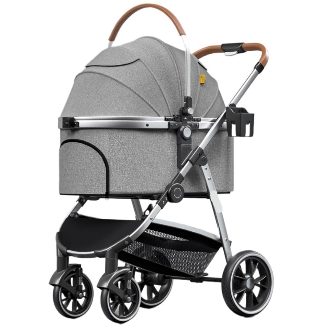 Stress Free Travel Foldable Pet Stroller for Small Medium Dogs Cats, Dog with Detachable Carrier Aluminum Alloy Frame Easy to Carry
