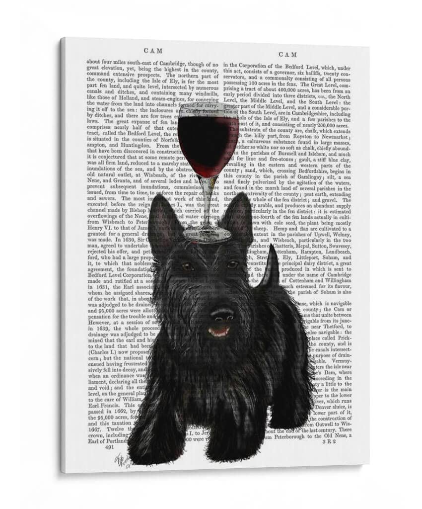 Canvas Lab | Dog Au Vin, Scottish Terrier by Fab Funky | 30 x 40 in | Canvas Print Wall Art | Animals, Dogs, Nature, Whimsical | Wall Decor for Bedroom, Living Room or Office