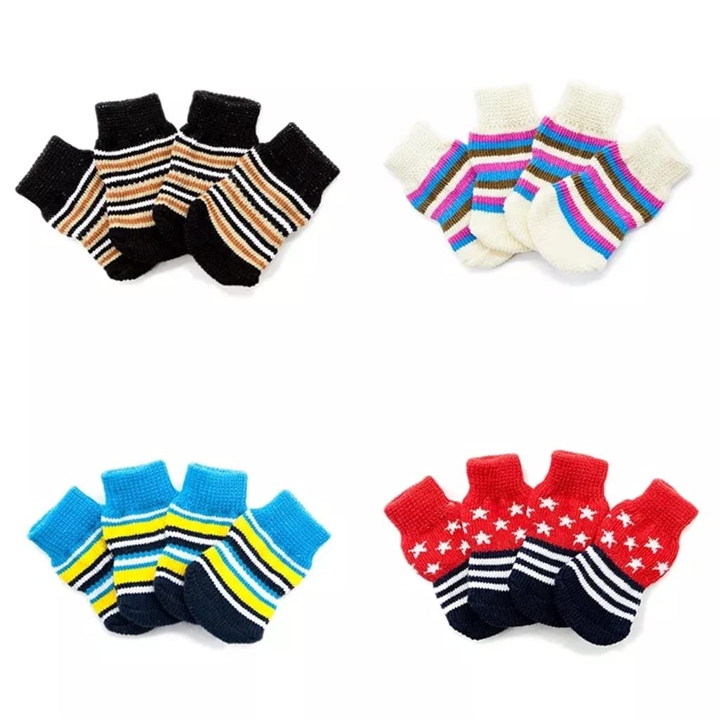 Pet Shoes Pet Christmas Accessories Pet Antiskid Socks Yellow Blue/Brown Black/Pink Blue Stripe Dog Cats Paw Protective Cover (A XL code)