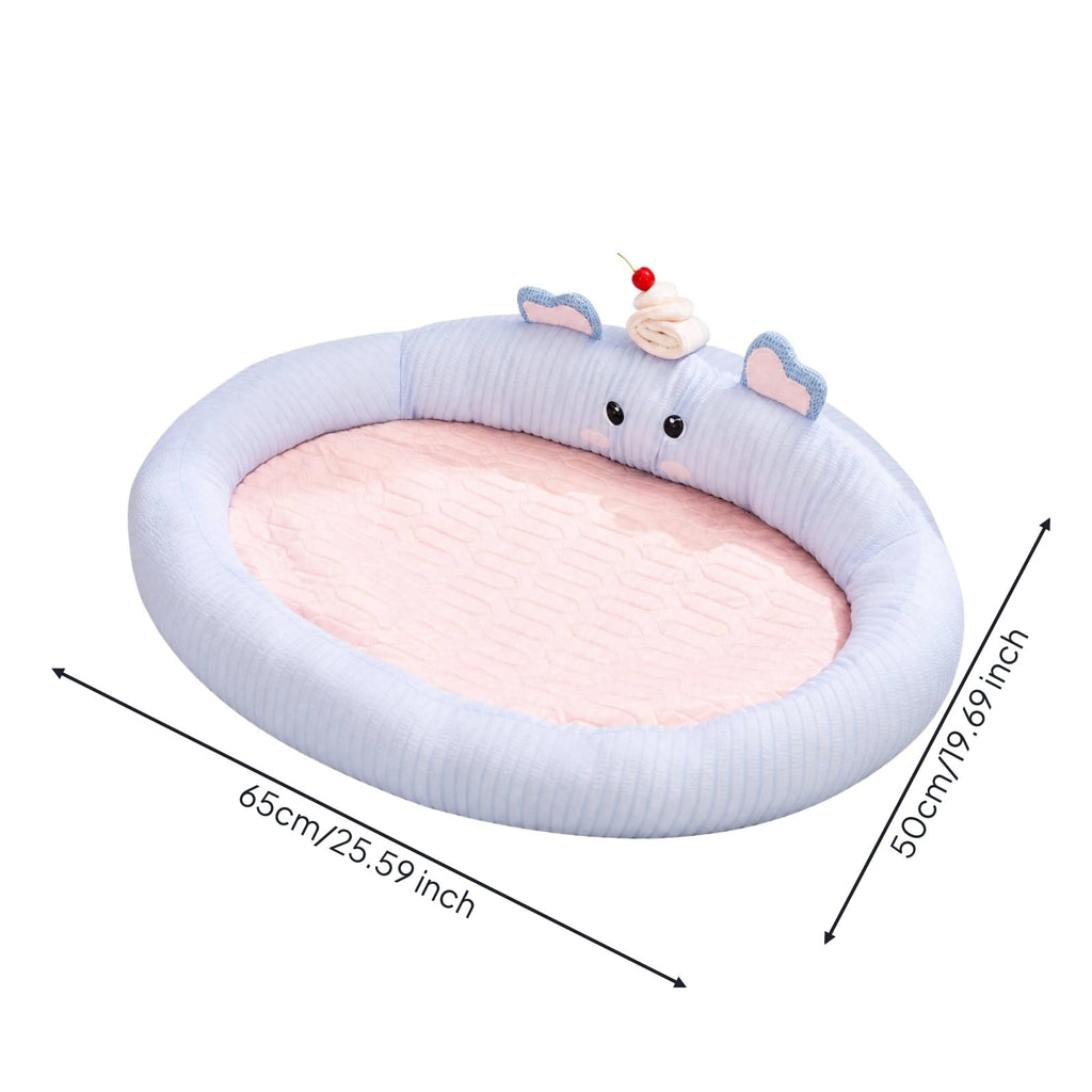 Elephant-Themed Pet Bed Supportive Cushioned Pet Bed with Recessed Sleeping Area Soft-Sided Cats, Dogs, L