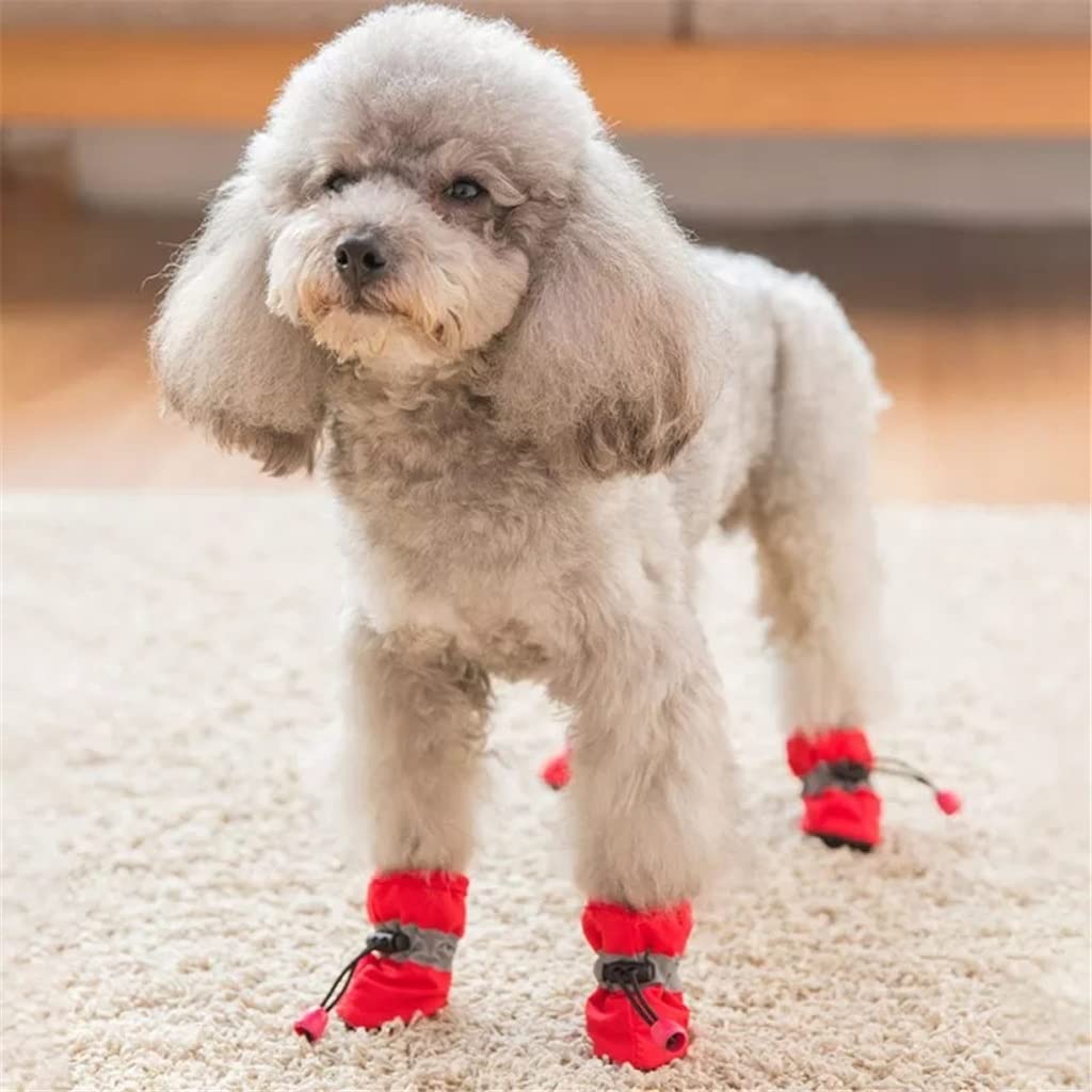 Pet Shoes 4pcs Antiskid Puppy Shoes Pet Protection Soft-Soled Pet Dog Shoes Winter Prewalkers Soft Supplies Pet Paw Care (Blue 2 Code)