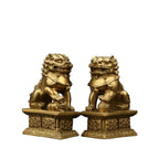 Brass Foo Dogs Statues Pair, Chinese Guardian Lions Figurines, Feng Shui Decor for Home Office, Protection Prosperity Wealth Symbol, Brass Tabletop Sculpture,9.8" H x 11" L x 5.9" W 19.4lb