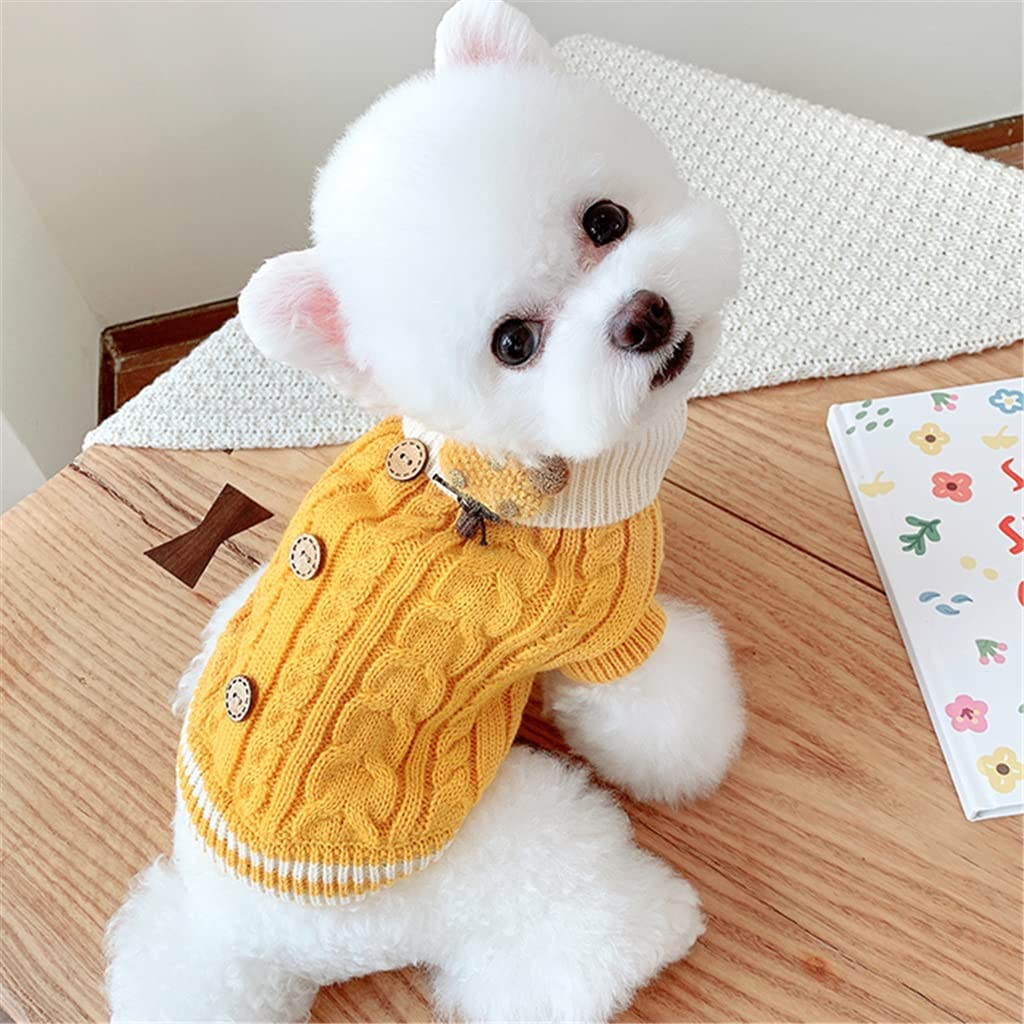 Dog Sweater Winter Pug Clothes French Bulldog Clothing Poodle Bichon Schnauzer Dog Outfit Coat Dropshipping Pet Costume Apparel (Yellow M code)