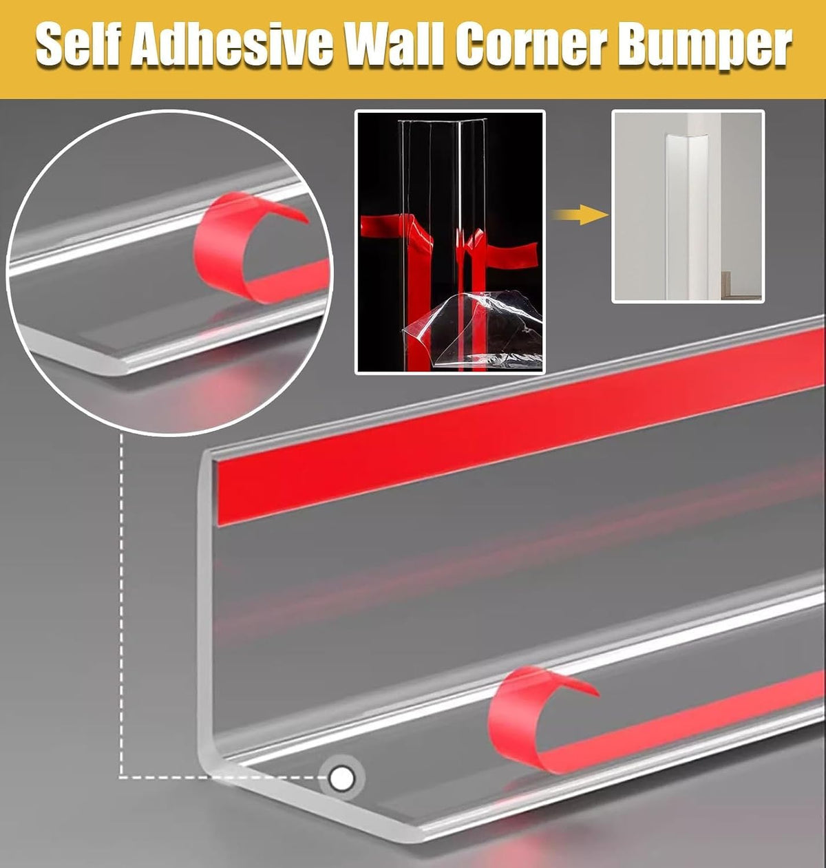 8ft Self-Adhesive Wall Corner Protector, 90° Edge Molding Bumper