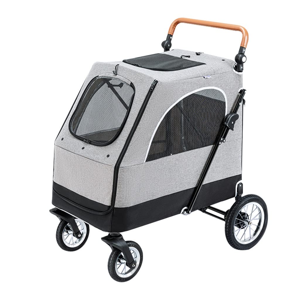 Foldable Pet Stroller， Large Pet Cat and Dog Jogging Stroller, Portable Pet Travel System, Up to 50kg(Green-2)