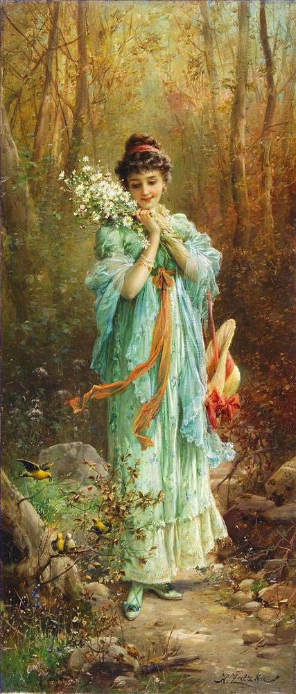 Toperfect Oil Painting Handmade $50-$2000 by College Teachers - 27 Zatzka Wall Art - Obedience Hans Zatzka girls and puppy dog rural - Famous Painting on Canvas -Size2