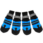 Pet Shoes 4pcs No-Slip Dog Shoes Rain Wear Waterproof Reflective Boots Paw Protector Outdoor Sock for Medium Large Dogs Rose Blue (Blue M code)