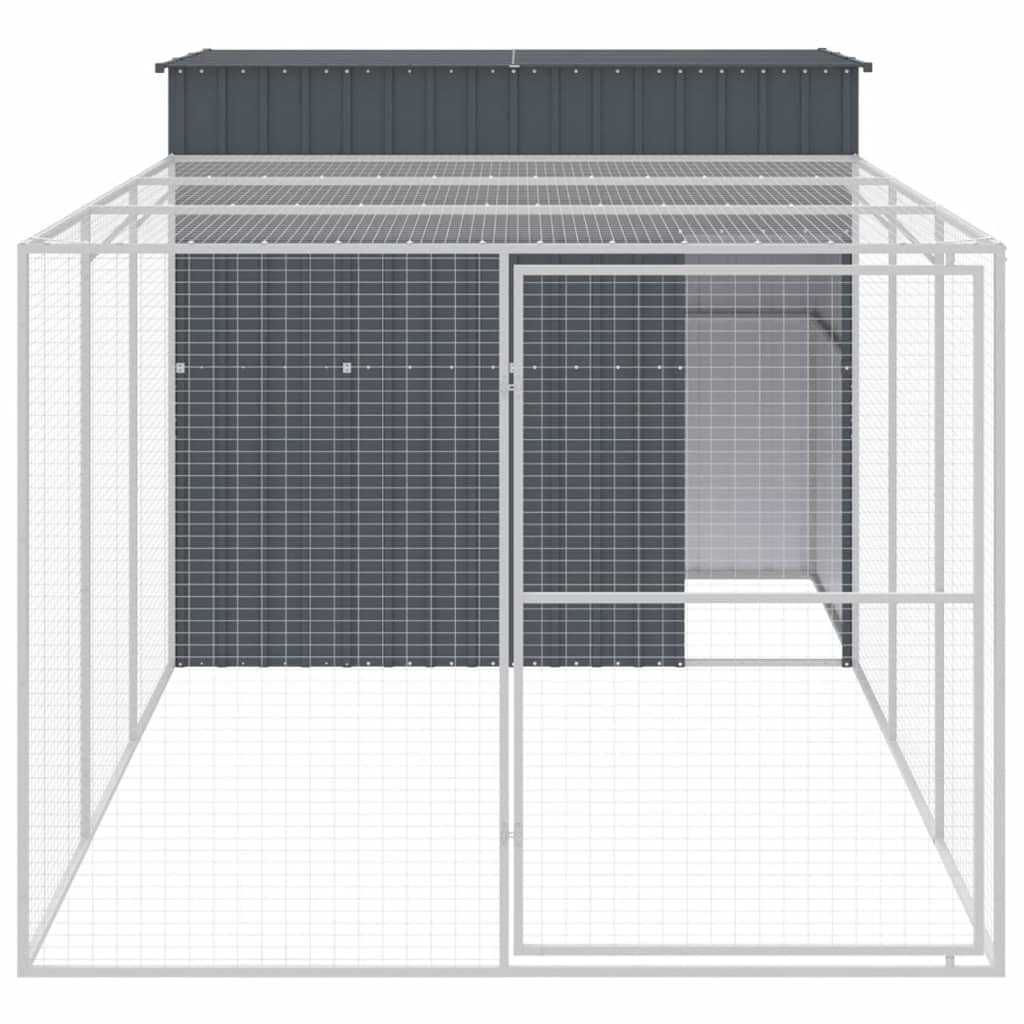 Dog House with Run 84.3x179.9x71.3 Inch Large Outdoor Galvanized Steel Kennel for Pets, Exercise Playpen with Secure Roof and Door