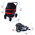 Portable Cat Dog Pet Stroller, Easy to Fold Large and Medium Pet Jogging Stroller, Multifunction Pet Travel System(Gray-1)