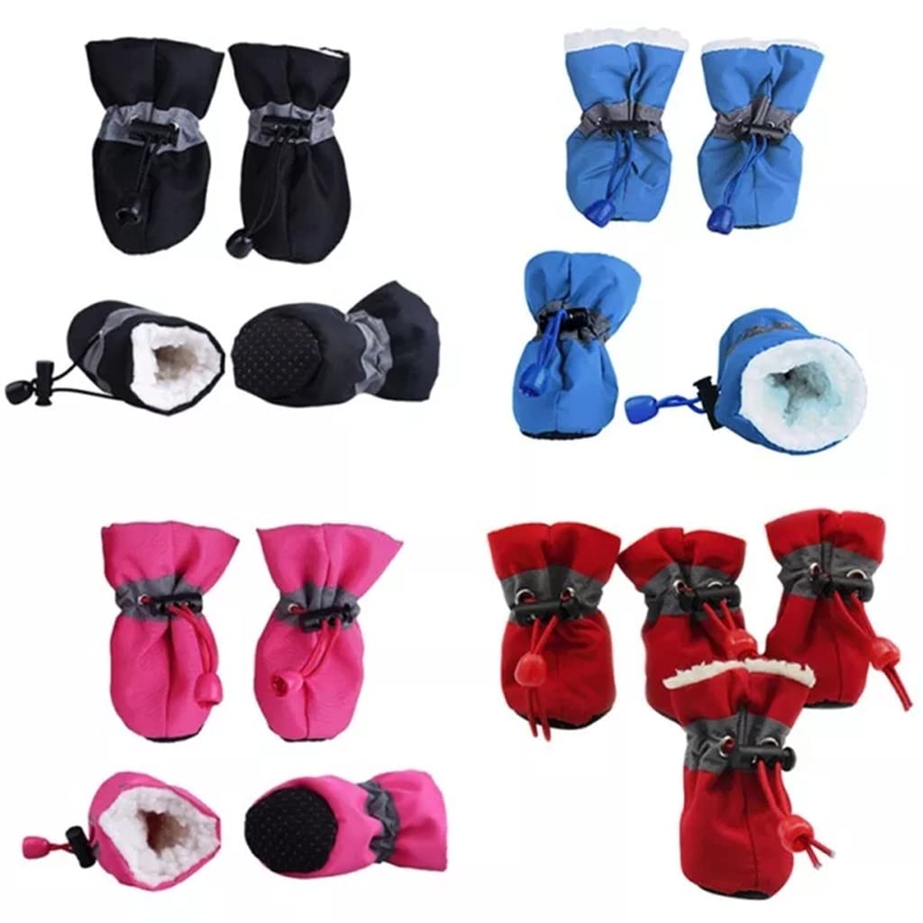 Pet Shoes 4pcs Antiskid Puppy Shoes Pet Protection Soft-Soled Pet Dog Shoes Winter Prewalkers Soft Supplies Pet Paw Care (Blue 2 Code)