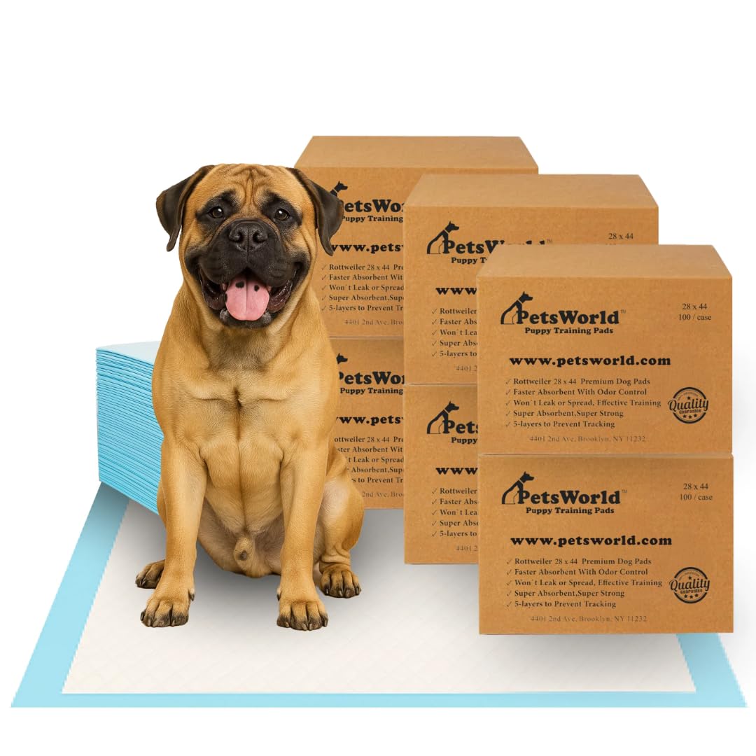 PetsWorld 2XL Dog Pee Pads 28"x44" 600 Count – Extra Large Pet Pee Pads for Dogs & Puppies, Heavy Duty Leak-Proof Dog Training Pads, Super Absorbent Quick-Dry Potty Pads with Odor Control