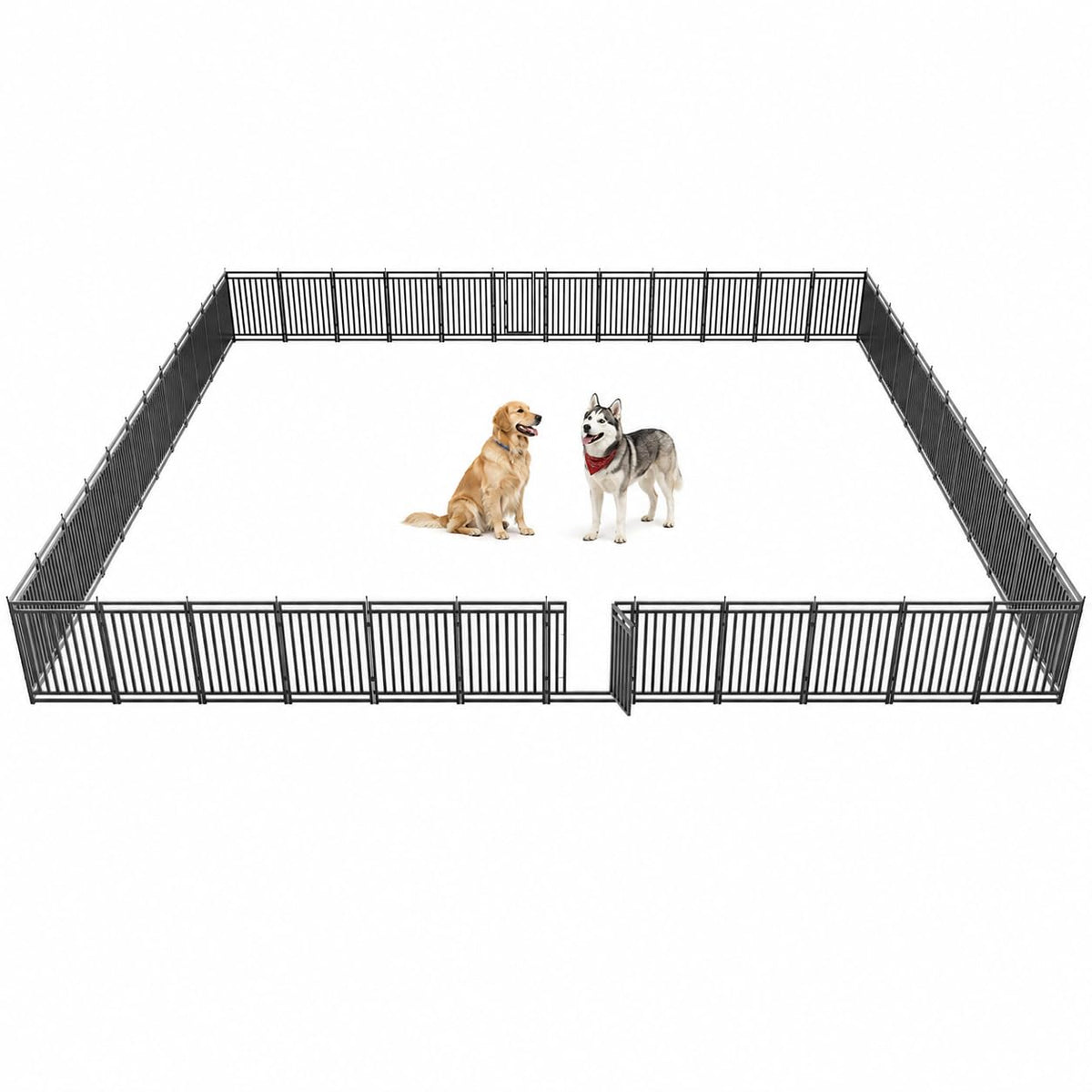 47" H 48-Panel Metal Dog Playpen for Yard & RV, Black Silver