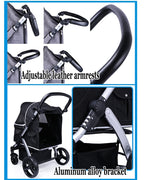 Portable Cat Dog Pet Stroller, Easy to Fold Large and Medium Pet Jogging Stroller, Multifunction Pet Travel System(Gray-1)