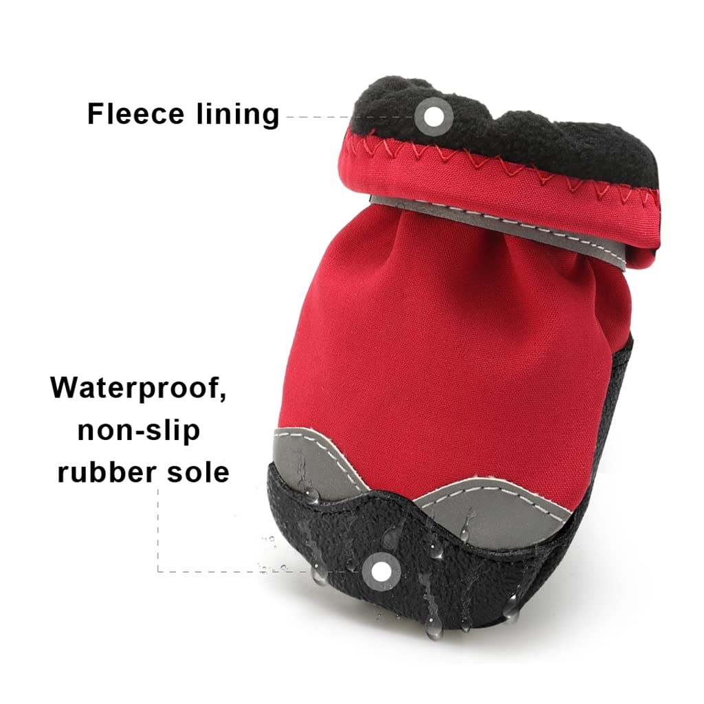 Pet Shoes Winter Dog Shoes Warm Pet Dog Boots Waterproof Puppy Dog Rain Snow Booties Socks Reflective Dog Footwear Outdoor (Black 8 code)
