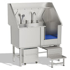 50'' Heavy Duty Dog Washing Station, Professional 304 Stainless Steel Pet Grooming Tub for Large Dogs with Adjustable Height Platform and Anti Slip Ramp for Pet Salon Grooming Studio Home