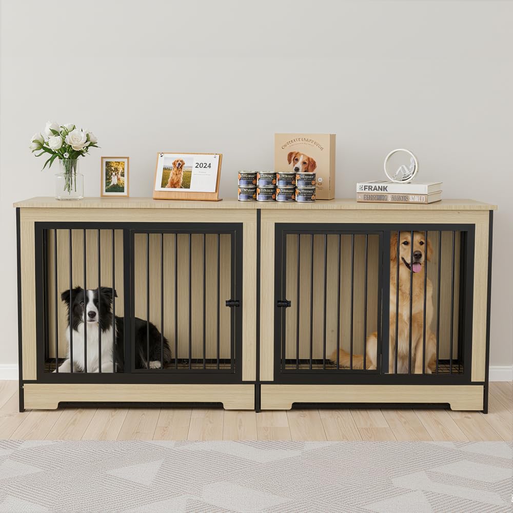 Double-Compartment Dog Crate Furniture for Medium and Large Dogs