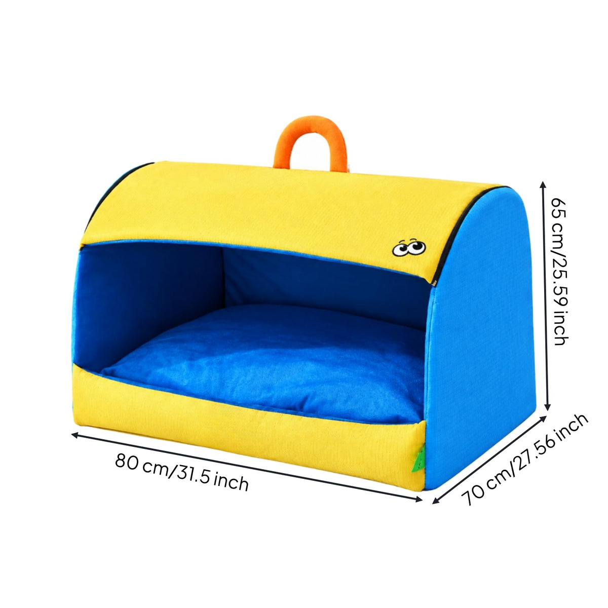 Semi-Enclosed Dog Bed with Carrying Handle Cozy Arched Dog Bed with Sleeping Cushion Soft Semi-Enclosed Pet Enclosure for Travel Between Rooms