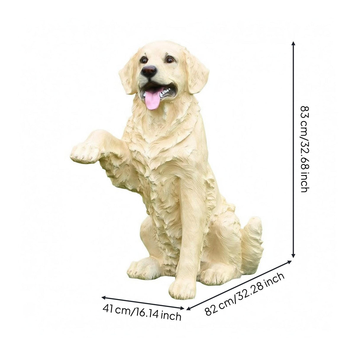 Decorative Canine Statue Labrador Dog Figurine Sculpture Ornament Fiberglass Material Realistic Textured Coat Floppy Ears Suitable for Living Room Garden Office entryway, Beige