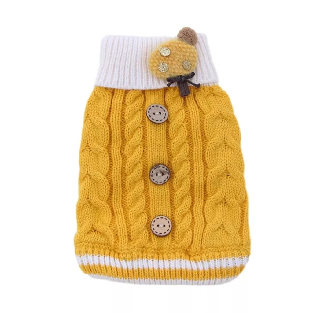 Dog Sweater Winter Pug Clothes French Bulldog Clothing Poodle Bichon Schnauzer Dog Outfit Coat Dropshipping Pet Costume Apparel (Yellow M code)