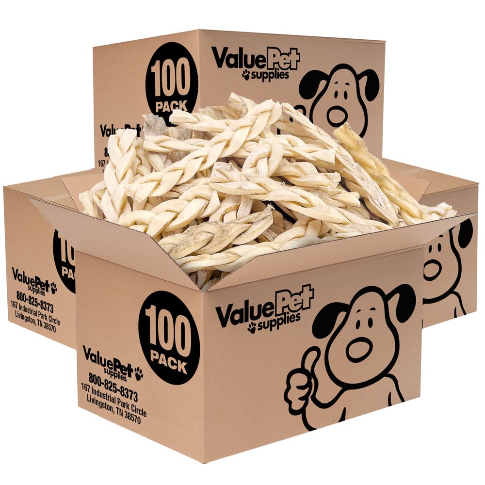 ValueBull Beef Cheek Braid Dog Chews, 5-6 Inch, 400 Count