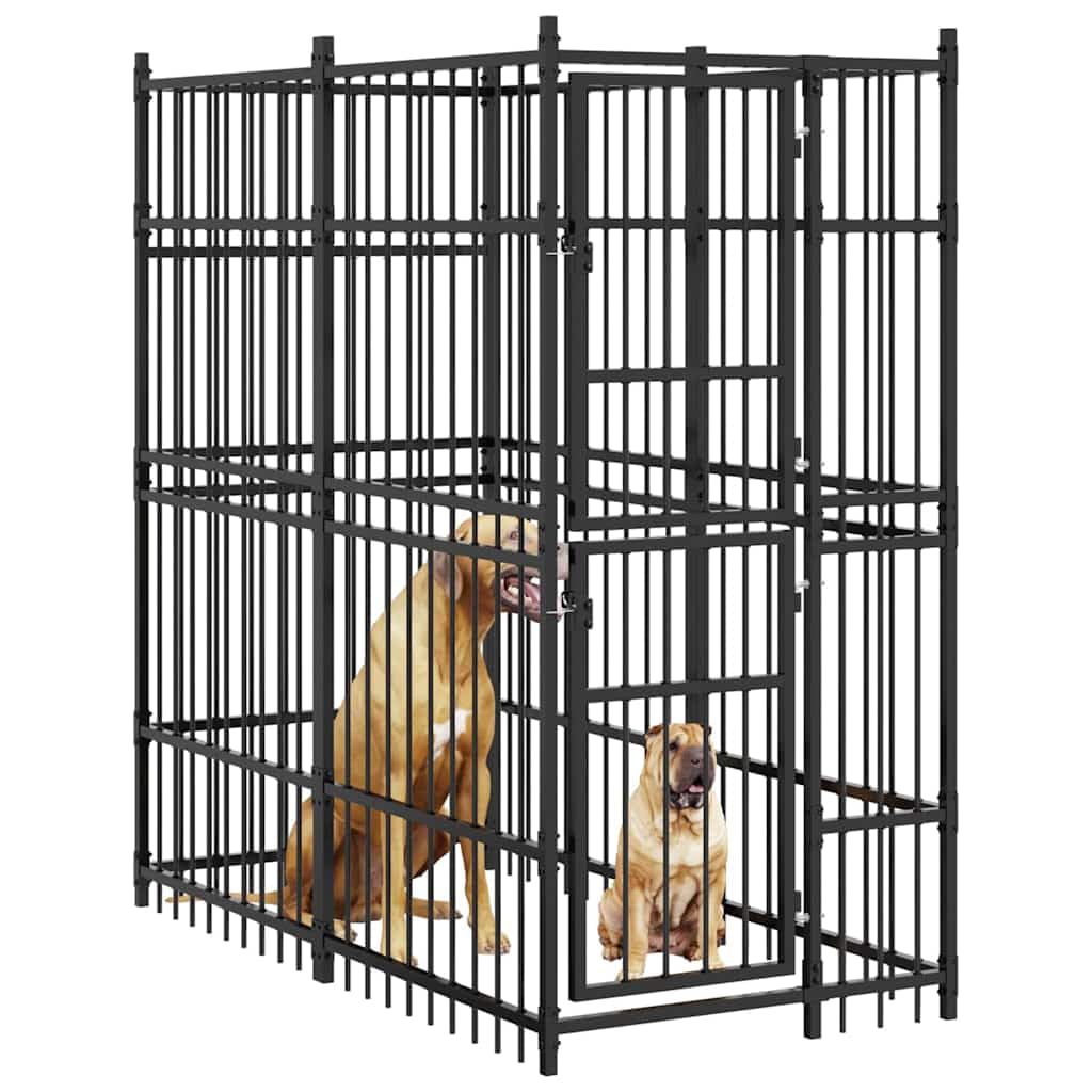 Dog Kennel, Outdoor Exercise Pen for Puppy, Powder-Coated Steel