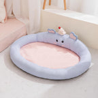 Elephant-Themed Pet Bed Supportive Cushioned Pet Bed with Recessed Sleeping Area Soft-Sided Cats, Dogs, L