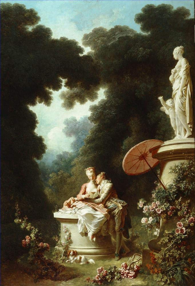 Toperfect Oil Painting Handmade $50-$2000 by College Teachers - 12 Fragonard Paintings - Young Woman Playing with a Dog hedonism Jean-Honore Fragonard - Famous Paintings on Canvas -Size4