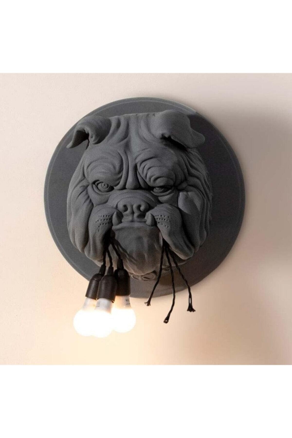SODEF Decorative Bulldog Wall Sculpture Figurine 44x44cm Black Polyester Modern Animal Art - Black