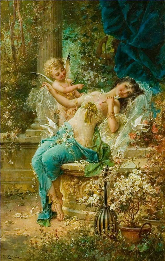 Toperfect Oil Painting Handmade $50-$2000 by College Teachers - 27 Zatzka Wall Art - Obedience Hans Zatzka girls and puppy dog rural - Famous Painting on Canvas -Size2