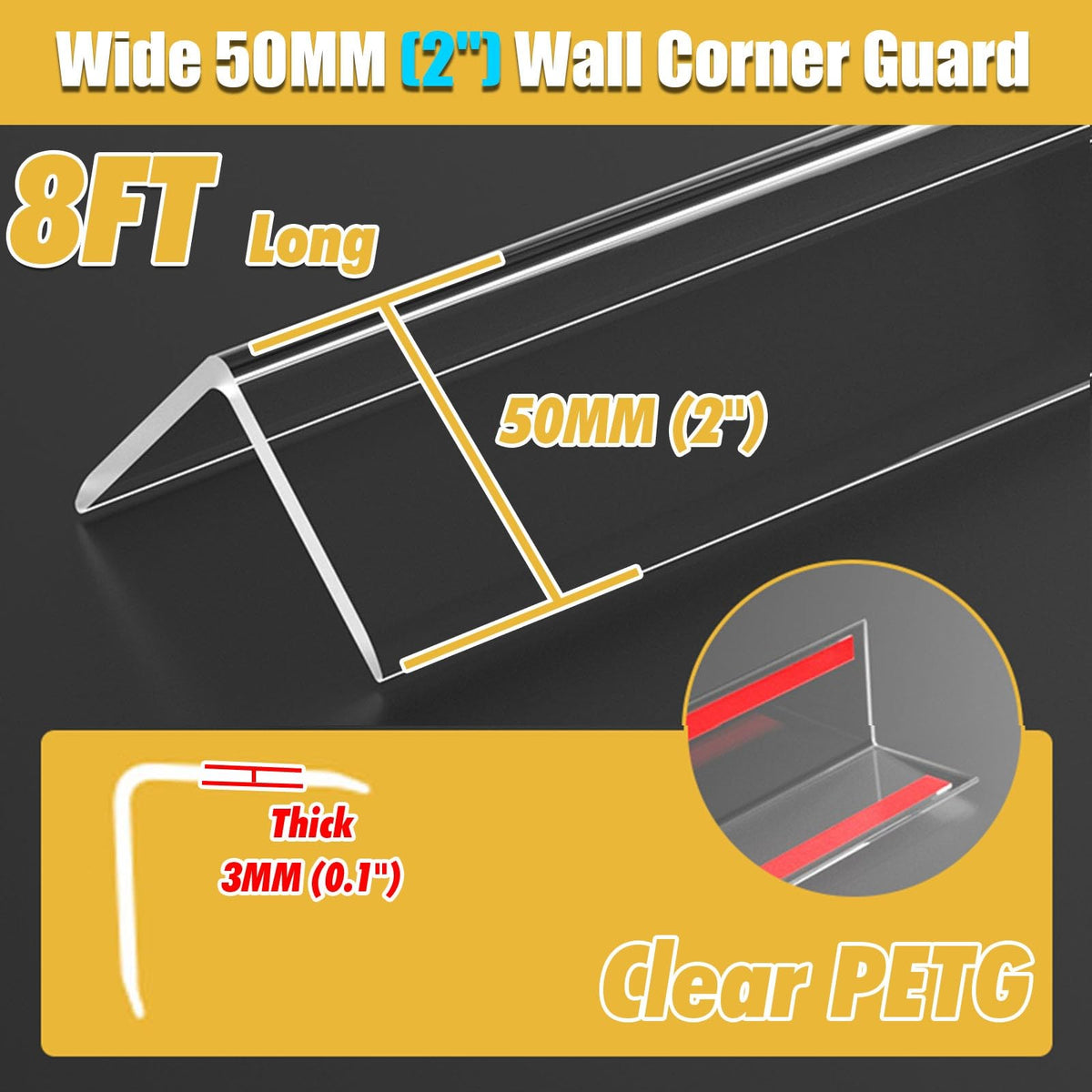 Wall Corner Protector, Self Adhesive Edge Trim, 90 Degree Wall Edging Molding Bumper for Dog Chew, Home Window Sill and Furniture Edge Shield